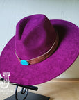 **Boho Western Felt Hat w/ Choice of Hatband- Plum 990b