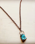 Long Copper Necklace with Turquoise and Copper Pendant 255f