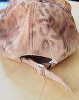 Hand-Painted Leopard Suede Baseball Cap w/ Flowers Tan 986L