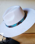 Blue Navajo Embossed Leather Hat Band Only 950a