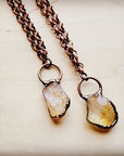 Long Copper Necklace with Genuine Citrine Copper Pendant 255g