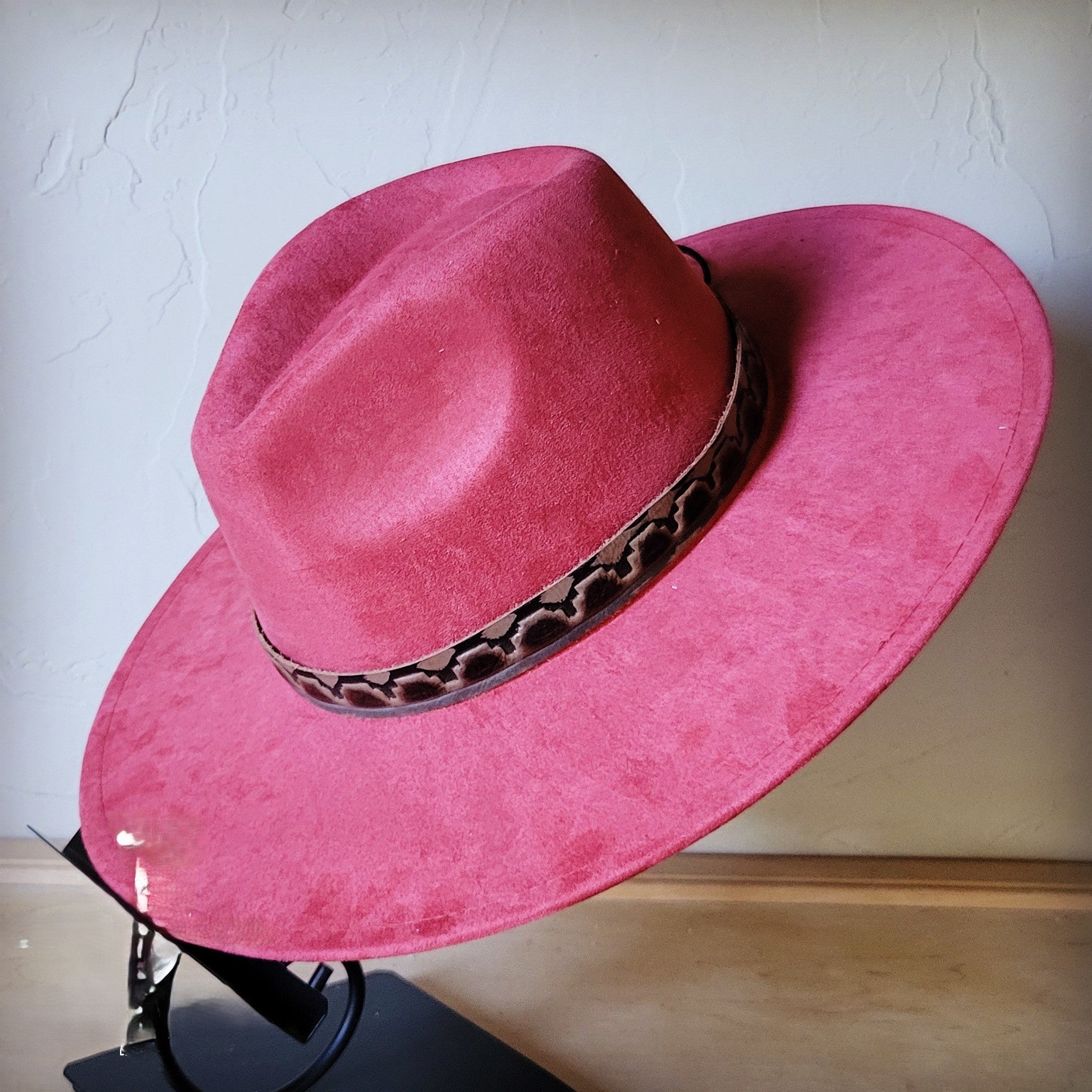 Rust Boho Hat w/ Choice of Leather Band &amp; Turquoise Slab 984g