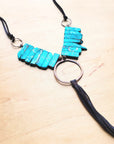 Imperial Jasper Slab Necklace w/ Copper Hoop & Tassel 252h
