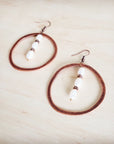 Western Copper Hoop Earrings w/ Genuine Freshwater Pearls 200bq