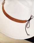 Genuine Suede Leather Hat Band w/ Stone Pendant & Feathers 954u