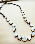 White Turquoise Slab Necklace with Leather Closure 228O