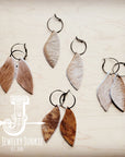 **Antique Gold Hoop Earrings w/ Dark Tan Hair-on-Hide 214e