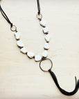 White Turquoise Chunky Necklace with Leather Tassel 225K