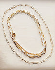 Gold Large Chain Link Layering Necklace 22" length 255o
