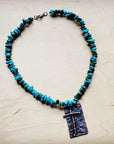 Natural Turquoise Collar Necklace w/ Cross Pendant 258y