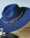 **Boho Western Felt Hat w/ Choice of Hatband- Navy 990a