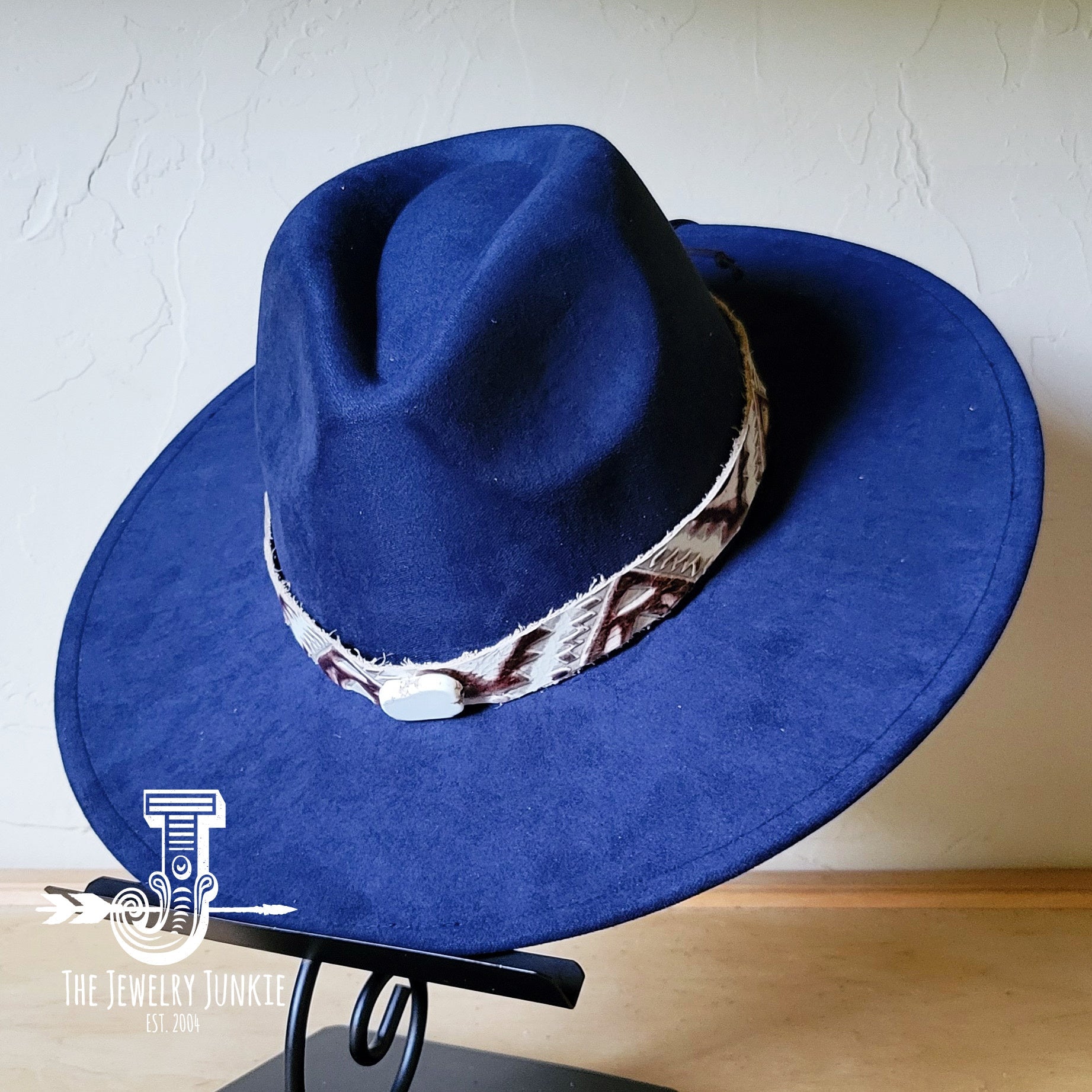 **Boho Western Felt Hat w/ Choice of Hatband- Navy 990a