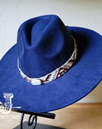 **Boho Western Felt Hat w/ Choice of Hatband- Navy 990a