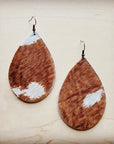 **Leather Teardrop Earrings-Axis Deer Print Hair-on-Hide 209q