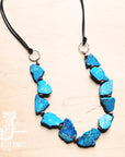 Turquoise Regalite Slab Necklace with Leather Ties 229h