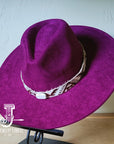 **Boho Western Felt Hat w/ Choice of Hatband- Plum 990b