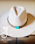 Boho Western Felt Hat w/ Choice of Leather Hat Band w/ Turquoise Slab-Bone 980i