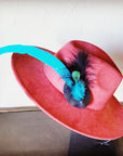Boho Western Hat w/ Feather Tie Hat Band-Rust 982t