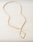 Moroccan Oasis Matte Gold Pendant Necklace 257li
