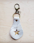 **Branded Hair-on-Hide Leather Key Chain-Star 703L