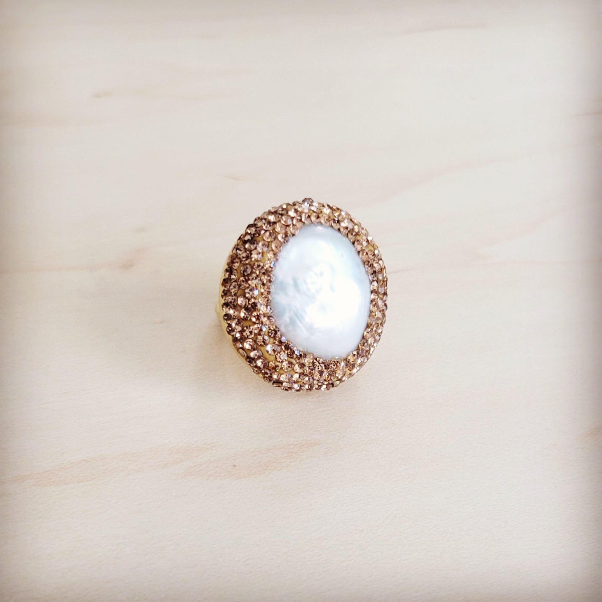 Gilded Aurora Pearl Ring 012kk