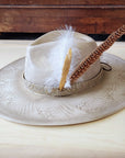 Hand-Painted Python Boho Western Cowgirl Hat & Band-Gold 987e