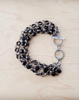 **Black Faceted Triple Strand Beaded Bracelet 807m
