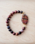 Picasso Jasper Beaded Bracelet with Center Agate Stone Accent 810z