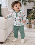 Christmas Snowmen Baby Boy's Bamboo Henley Top & Pants