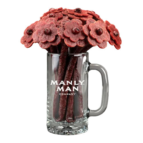 Manly Man Jerky Beef  Flower Bouquet &amp; Beer Mug