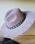 Taupe Boho Western Hat w/ Choice of Leather Band & Turquoise Slab 983w