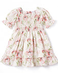 Blush Bouquet Smocked Bodice Puff Sleeve Dress