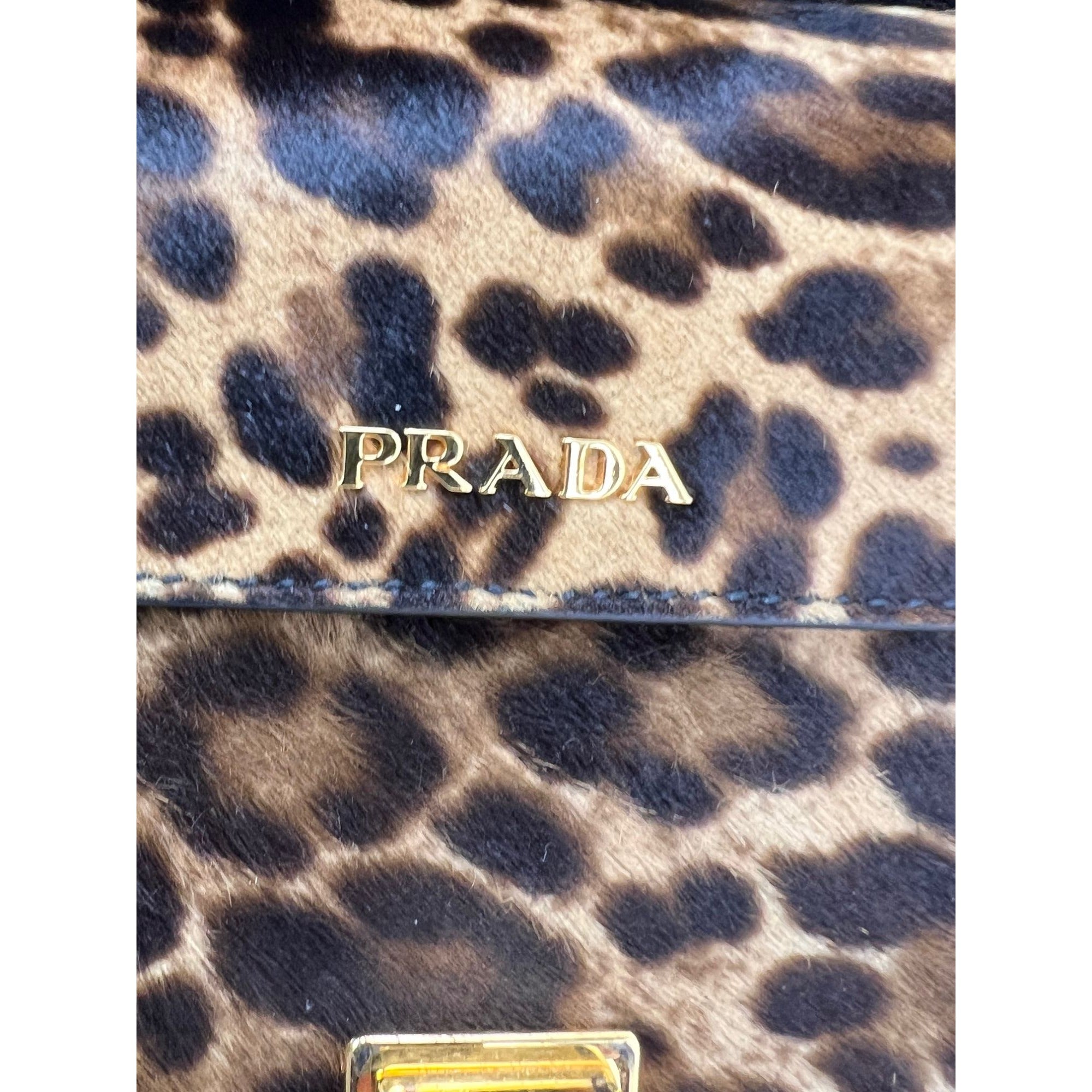 Prada Cavallino Leopard Calf Hair Shoulder Bag