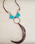 Imperial Jasper Slab Necklace w/ Copper Hoop & Tassel 252h