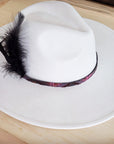 Genuine Leather Magenta Navajo w/ Black Feathers 954w