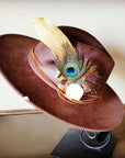 **Boho Western Hat w/ Choice of Feather Hat Band-Brown 982d