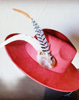 Boho Western Hat w/ Feather Tie Hat Band-Rust 982t