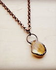 Long Copper Necklace with Genuine Citrine Copper Pendant 255g
