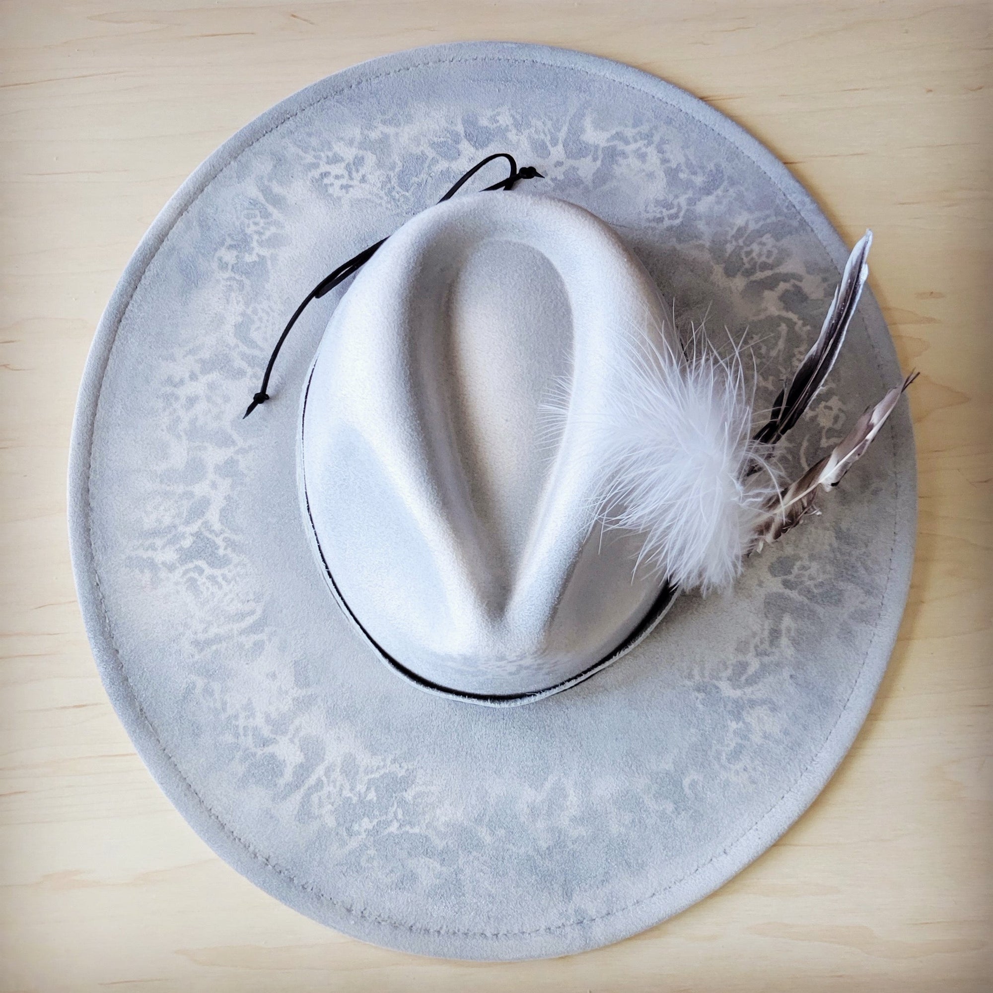 Hand-Painted Python Boho Western Cowgirl Hat &amp; Band-Silver 987f