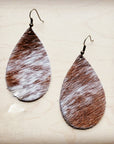 **Leather Teardrop Earrings Speckled Hair-on-Hide 214L