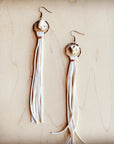 Turquoise Drop Earrings w/ Cream Leather Tassel 207v