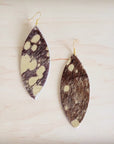 **Narrow Leather Oval Earrings-Mixed Metallic Hair-on-Hide 208x