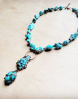 Blue Turquoise Necklace w/ Soldered Turquoise Pendant 259j