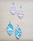 **Leather Oval Earring-Pastel Navajo 224v