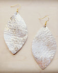 **Leather Oval Earring-Heavy Metal White 209t