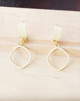 Matte Gold Cuff Earring w/ Square Dangle 200k