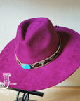 **Boho Western Felt Hat w/ Choice of Hatband- Plum 990b