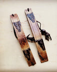 **Narrow Leather Cuff w/ Adjustable Tie Tan Steer Head 013jj
