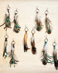 Yellow Deer Skin Leather Tassel Earring Peacock Feather 219i