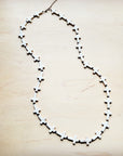 **White Turquoise & Wood Beaded Cross Necklace 258o